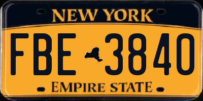 NY license plate FBE3840