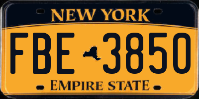 NY license plate FBE3850