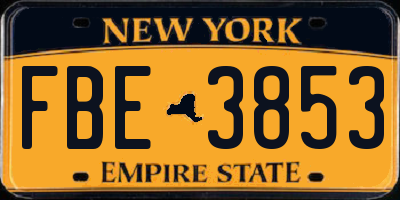 NY license plate FBE3853