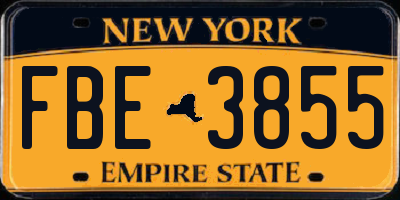 NY license plate FBE3855