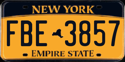NY license plate FBE3857