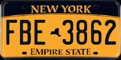 NY license plate FBE3862