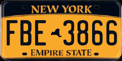 NY license plate FBE3866
