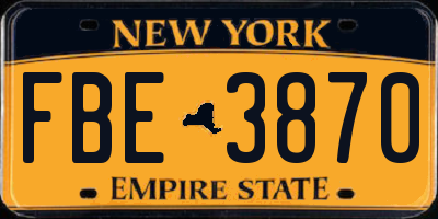 NY license plate FBE3870