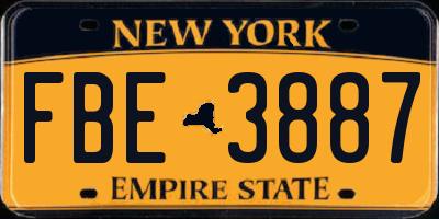 NY license plate FBE3887