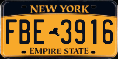 NY license plate FBE3916