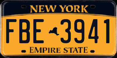 NY license plate FBE3941