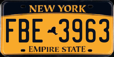 NY license plate FBE3963