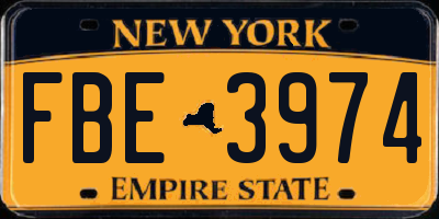 NY license plate FBE3974