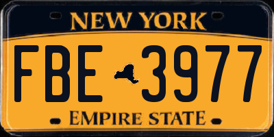 NY license plate FBE3977