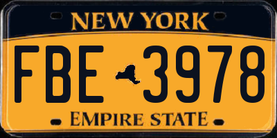 NY license plate FBE3978