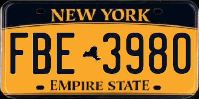 NY license plate FBE3980