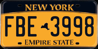 NY license plate FBE3998