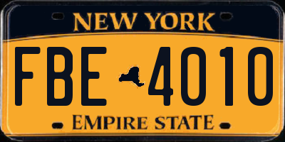 NY license plate FBE4010
