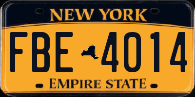 NY license plate FBE4014