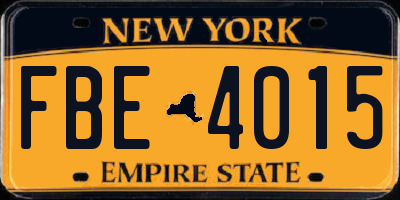 NY license plate FBE4015