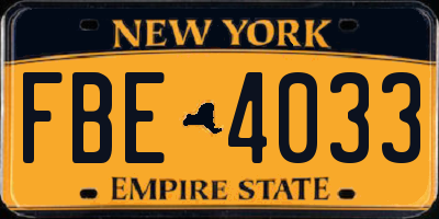 NY license plate FBE4033