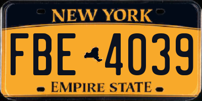 NY license plate FBE4039