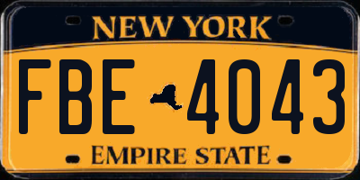 NY license plate FBE4043