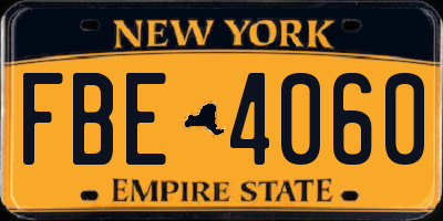 NY license plate FBE4060