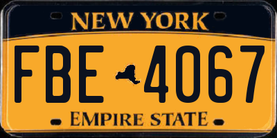 NY license plate FBE4067