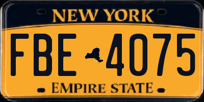 NY license plate FBE4075
