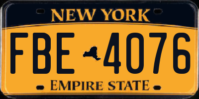 NY license plate FBE4076