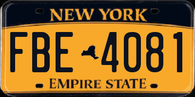 NY license plate FBE4081