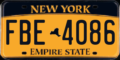 NY license plate FBE4086