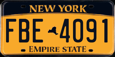 NY license plate FBE4091