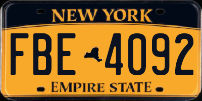 NY license plate FBE4092