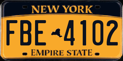 NY license plate FBE4102