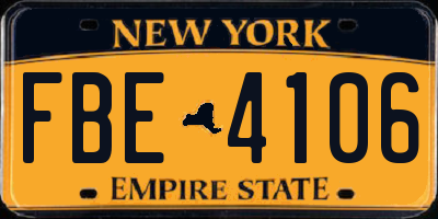 NY license plate FBE4106