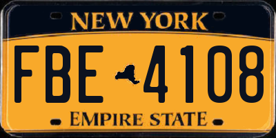 NY license plate FBE4108