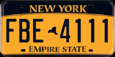 NY license plate FBE4111