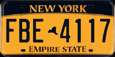 NY license plate FBE4117