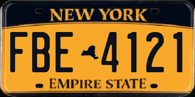 NY license plate FBE4121