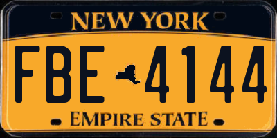 NY license plate FBE4144