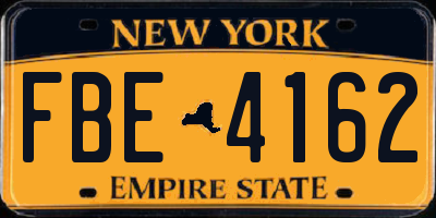 NY license plate FBE4162