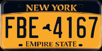 NY license plate FBE4167