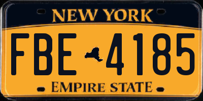 NY license plate FBE4185