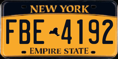 NY license plate FBE4192