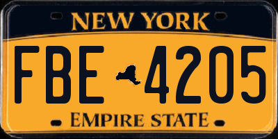 NY license plate FBE4205