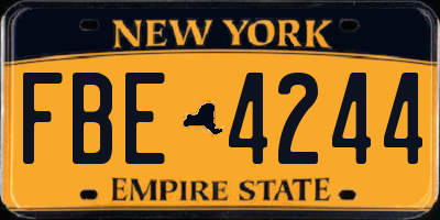 NY license plate FBE4244
