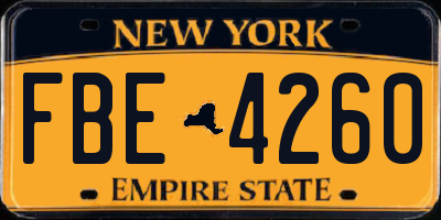 NY license plate FBE4260