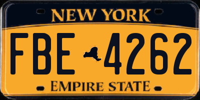 NY license plate FBE4262