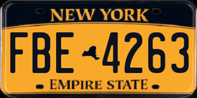 NY license plate FBE4263