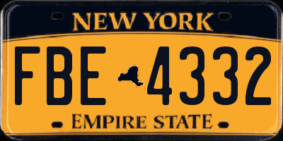 NY license plate FBE4332