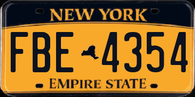 NY license plate FBE4354