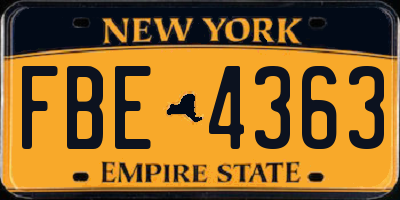 NY license plate FBE4363